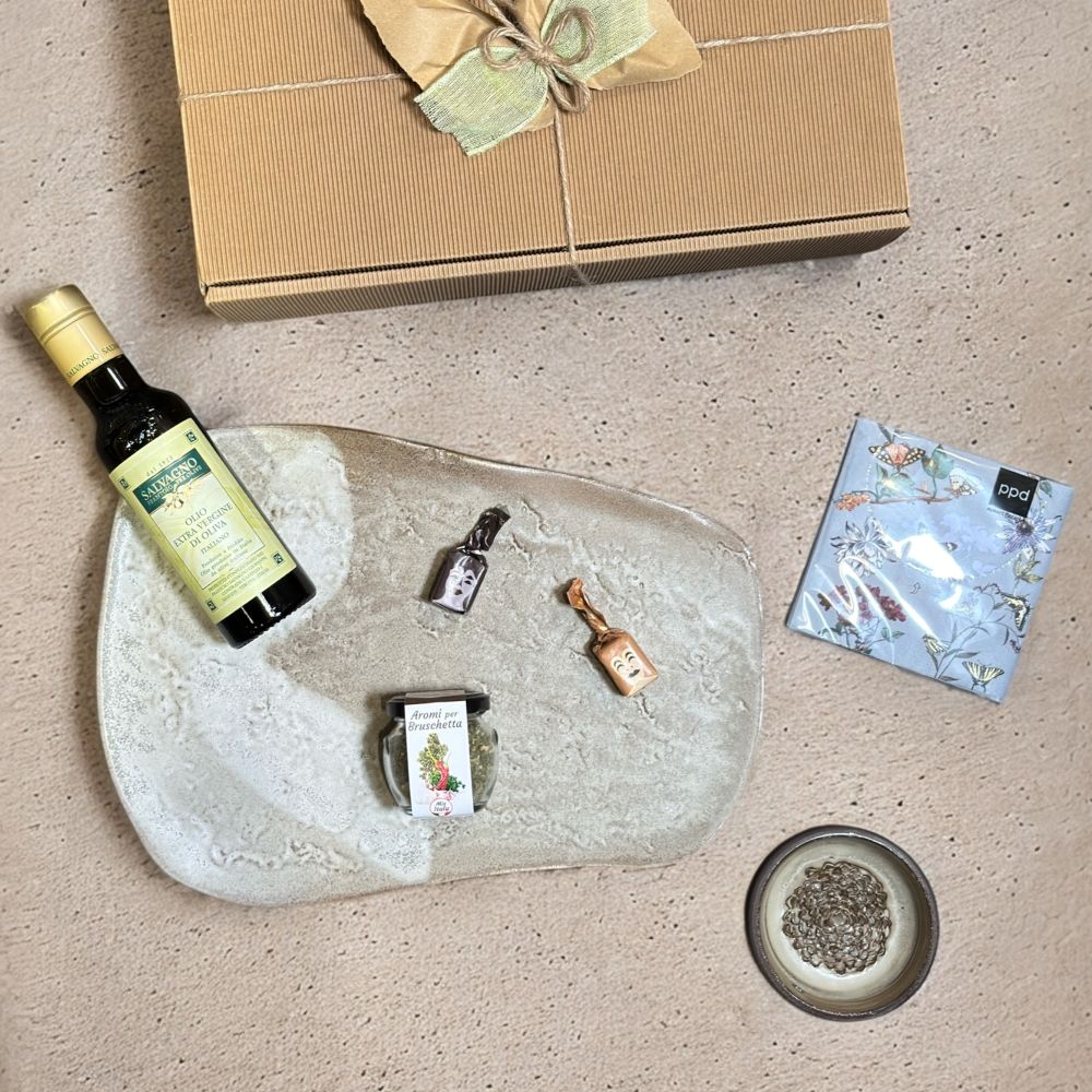 Genussbox "Bruschetta & Keramikzauber" - Mediterrane Handwerkskunst